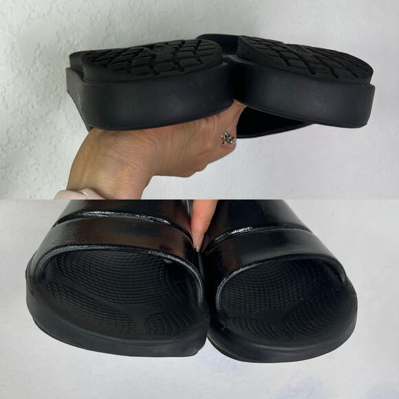 OOFOS OOahh Black Slides Size US M7-W9, unisex, comfort, casual, walk, beach - Picture 5 of 8